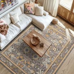 Multi Size Gray Beige Taupe Color Hand Hooked William Morris Wool Traditional Oriental Rug