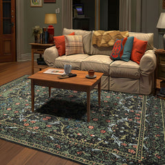 Multi Size Charcoal Sage Rose Color Hand Hooked William Morris Wool Traditional Oriental Rug