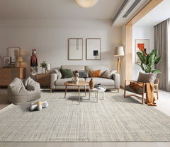 Multi Size Ivory Gray Color Hand Loomed  Wool Contemporary Oriental Rug
