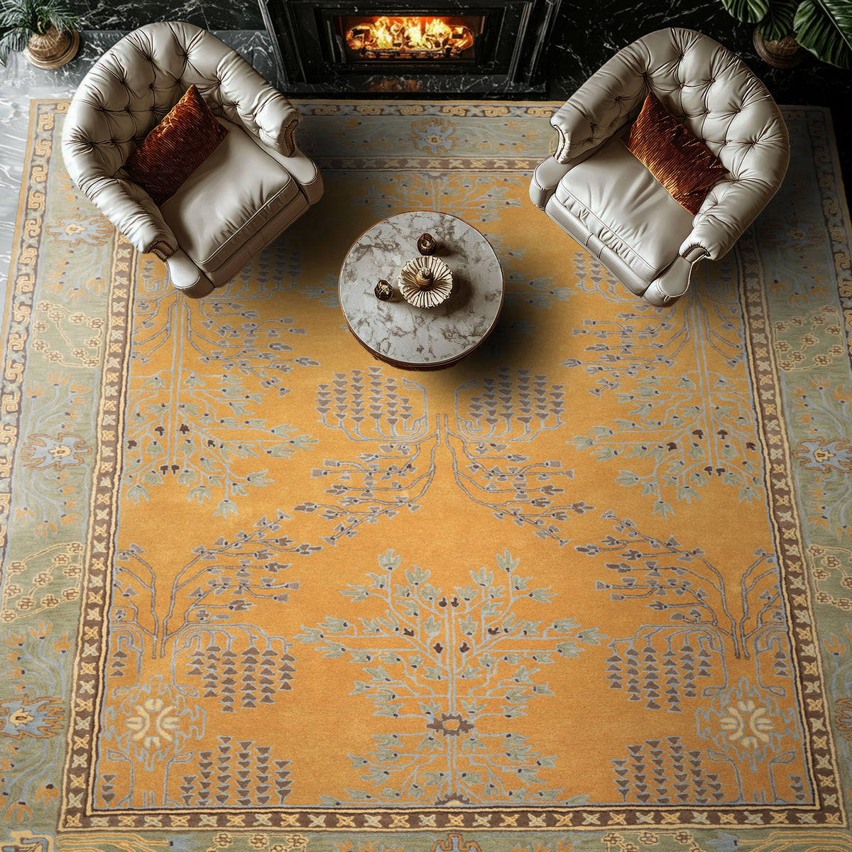 Multi Size Gold Brown Taupe Color Hand Tufted Donegal Wool Arts & Crafts/Mission Oriental Rug