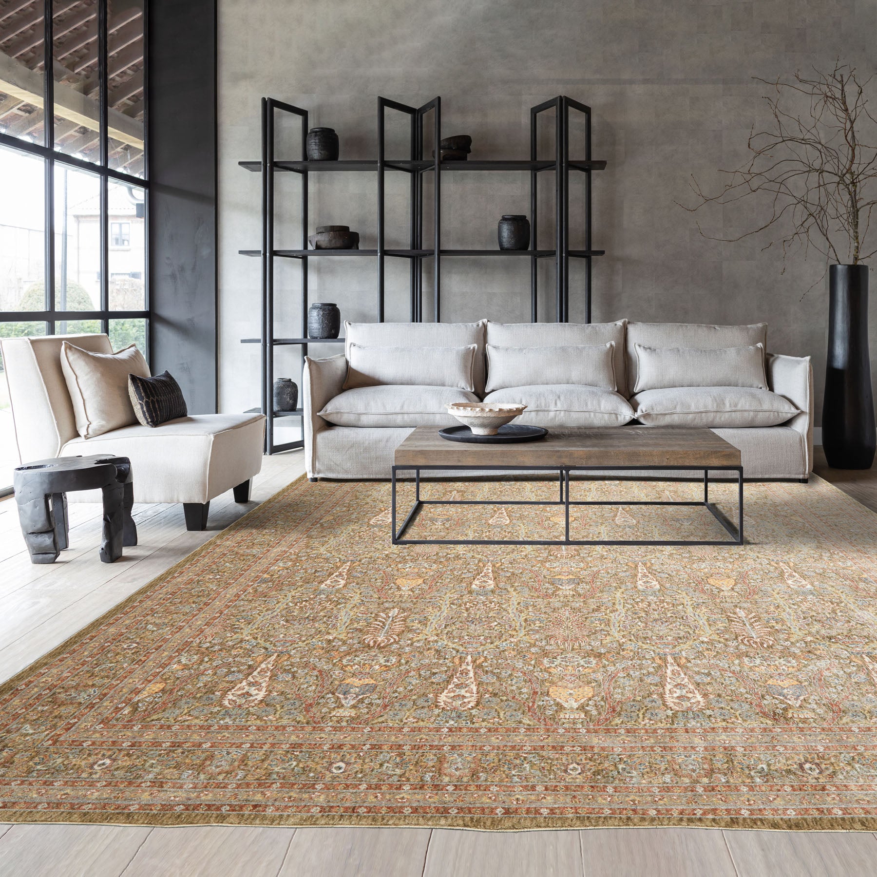 Multi Size Pistachio Ivory Aqua Color Machine Made Persian Polypropylene Traditional Oriental Rug