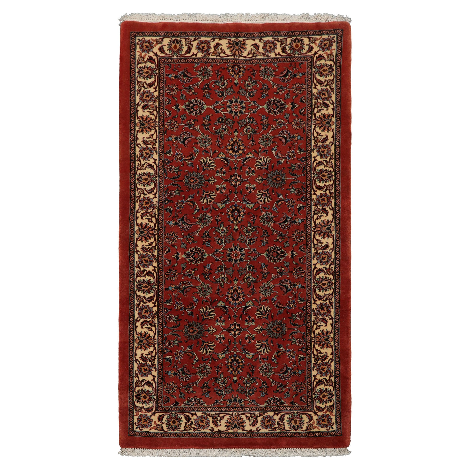 3x6 Burnt Orange, Ivory, Aqua Color Hand Knotted Bidjar Wool & Silk Traditional Oriental Rug