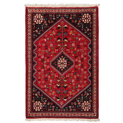 2x4 Red, Navy, Ivory Color Hand Knotted Abadeh Wool Traditional Oriental Rug