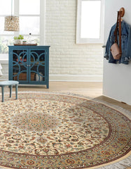 Ivory 5x5 Round Qum Traditional 600 KPSI Hand Knotted All Silk Oriental Area Rug