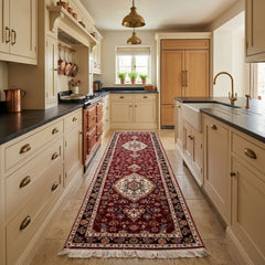 Burgundy 2'9''x9'6'' Tabriz Runner Traditional 300 KPSI Hand Knotted Wool & Silk Oriental Area Rug
