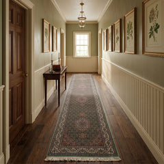 Green 2'9''x13 Tabriz Runner Traditional 300 KPSI Hand Knotted Wool & Silk Oriental Area Rug