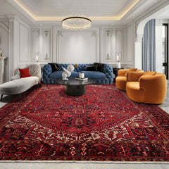 Red 10'4''x12'1'' Heriz Traditional Hand Knotted Wool Oriental Area Rug