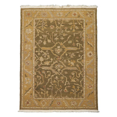 4x6 Olive, Green, Tan Color Hand Woven  Wool Traditional Oriental Rug