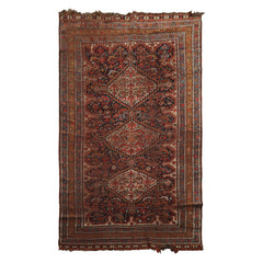 5x9 Charcoal, Beige, Rust Color Hand Knotted Antique Kazak Wool Traditional Oriental Rug