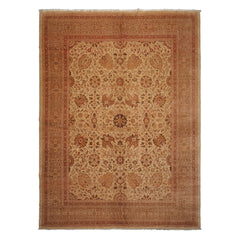 9x12 Beige, Rose, Rust Color Hand Knotted Peshawar Wool Traditional Oriental Rug