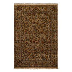 6x9 Gold, Green, Brown Color Hand Knotted Agra New Zealand Wool Traditional Oriental Rug