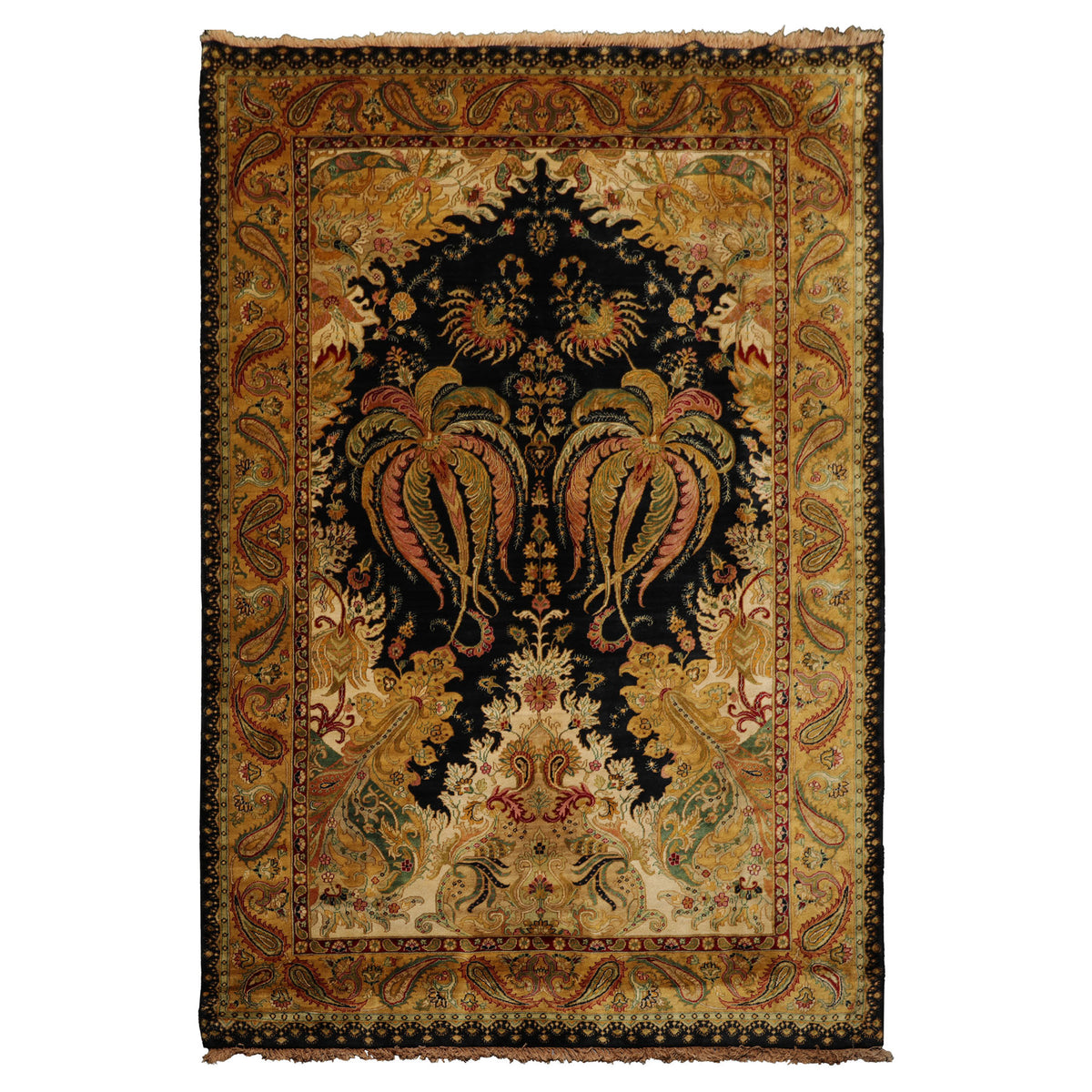 6x 9 Green, Rose, Red Color Hand Knotted Agra New Zealand Wool Traditional Oriental Rug