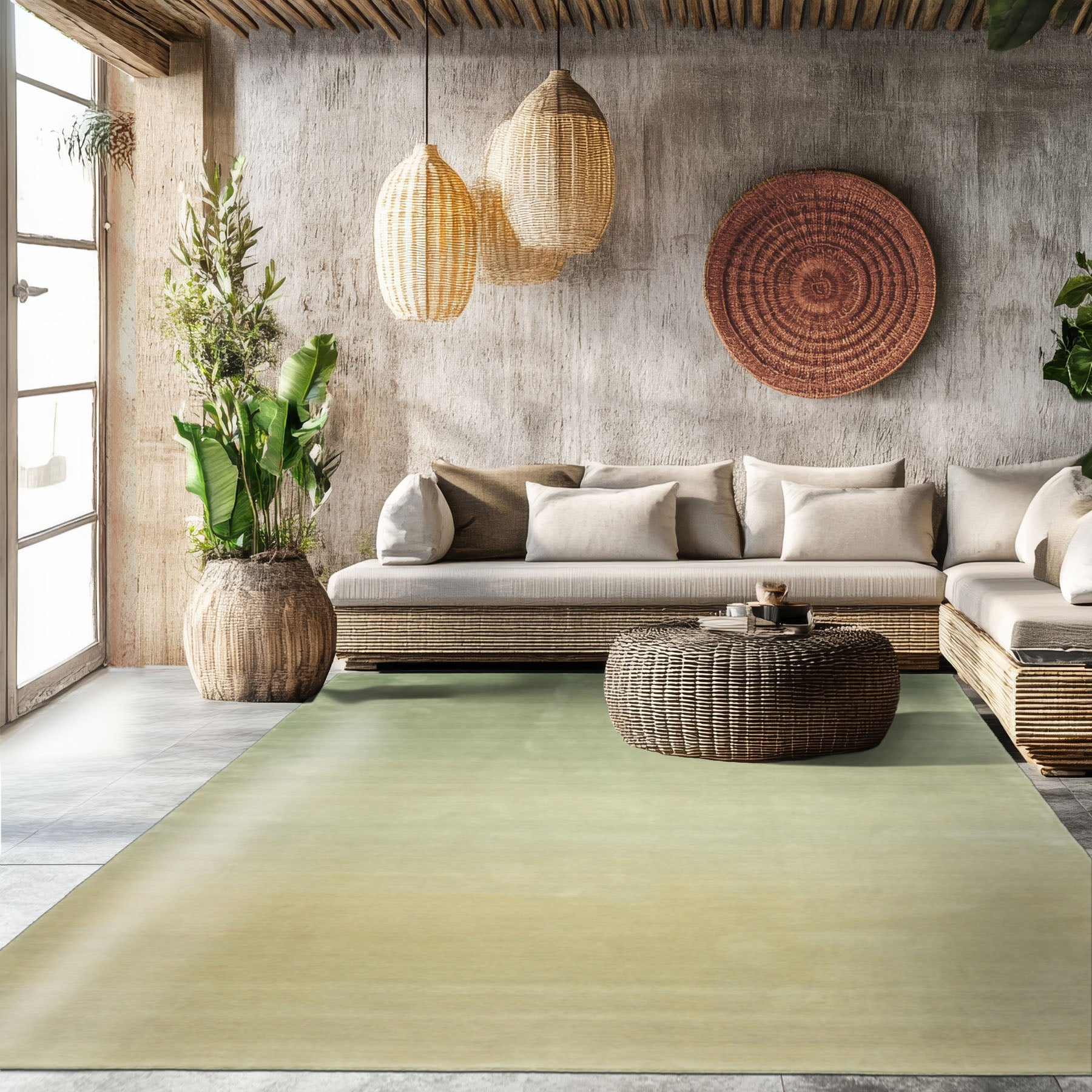 Multi Size Mint Ombre Color Hand Loomed Ombre Wool Modern & Contemporary Oriental Rug