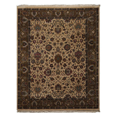 8x10 Ivory, Olive, Green Color Hand Knotted Kashan Wool Traditional Oriental Rug