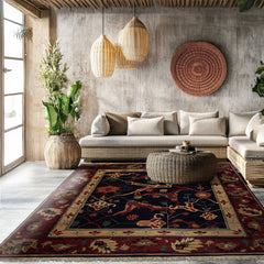 Navy 8'3''x10'3" Tibetan Arts & Crafts Swiss Wash Plush pile Hand Knotted Wool Oriental Area Rug