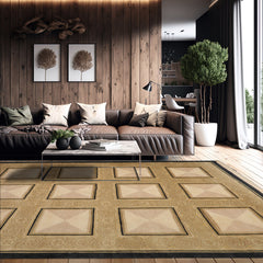 Ivory 8x10 Tibetan Traditional Geometric French Savonnerie design Plush pile Hand Knotted Wool Oriental Area Rug