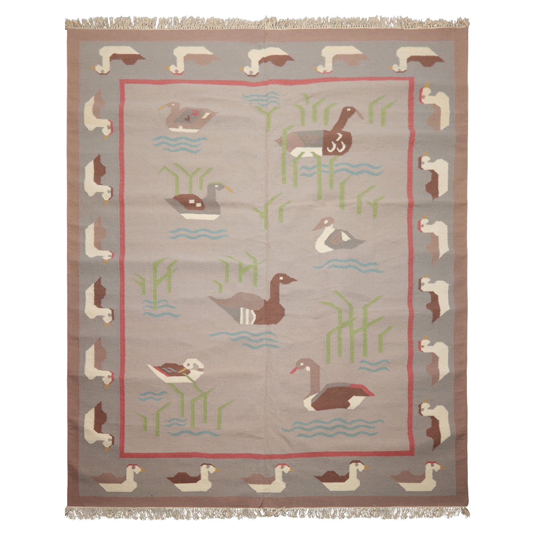8x10 Taupe, Gray, Brown Color Hand Woven Kilim Wool Transitional Oriental Rug