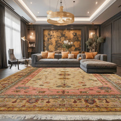 Ivory 9x12 Oushak Traditional Botanical Plush Pile Hand Knotted New Zealand Wool Oriental Area Rug