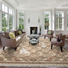 Ivory 8x9'9'' Pak Persian Traditional Trellis 300 KPSI Hand Knotted Wool Oriental Area Rug