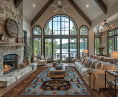 Blue 8x11 Kazak Traditional Pictorial Hand Knotted Wool Oriental Area Rug