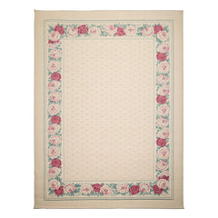 8x11 Ivory, Aqua, Rose Color Machine Made Loop Pile New Zealand Wool Transitional Oriental Rug