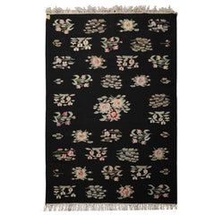 6x9 Black, Red, Sage Color Hand Woven Kilim Wool Traditional Oriental Rug