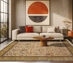 Ivory 6'11''x8'7'' Tabriz Traditional Vintage Hand Knotted Wool Oriental Area Rug