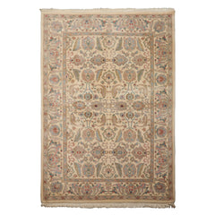 6x9 Ivory, Taupe, Rose Color Hand Knotted Oushak New Zealand Wool Arts & Crafts Oriental Rug