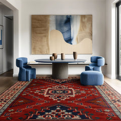 Rust 6'4''x10'5'' Oushak Arts & Crafts Tribal/Geometric Hand Knotted Wool Oriental Area Rug