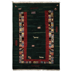 6x8 Green, Rust, Ivory Color Hand Knotted Gabbeh New Zealand Wool Tribal Oriental Rug