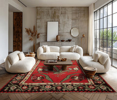 Raspberry 6'9''x10 Kilim Tribal Vintage Turkish Vegetable Dyes Southwestern Pristine Condition Hand Woven Wool Oriental Area Rug