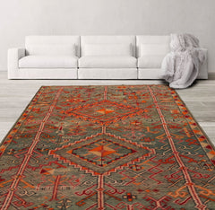 Celadon 5'3''x10'2'' Antique Moroccan Arts & Crafts Authentic Hand Knotted Wool Oriental Area Rug