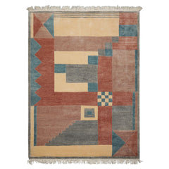 5x8 Gray, Ivory, Taupe Color Hand Knotted Tibetan New Zealand Wool Modern & Contemporary Oriental Rug