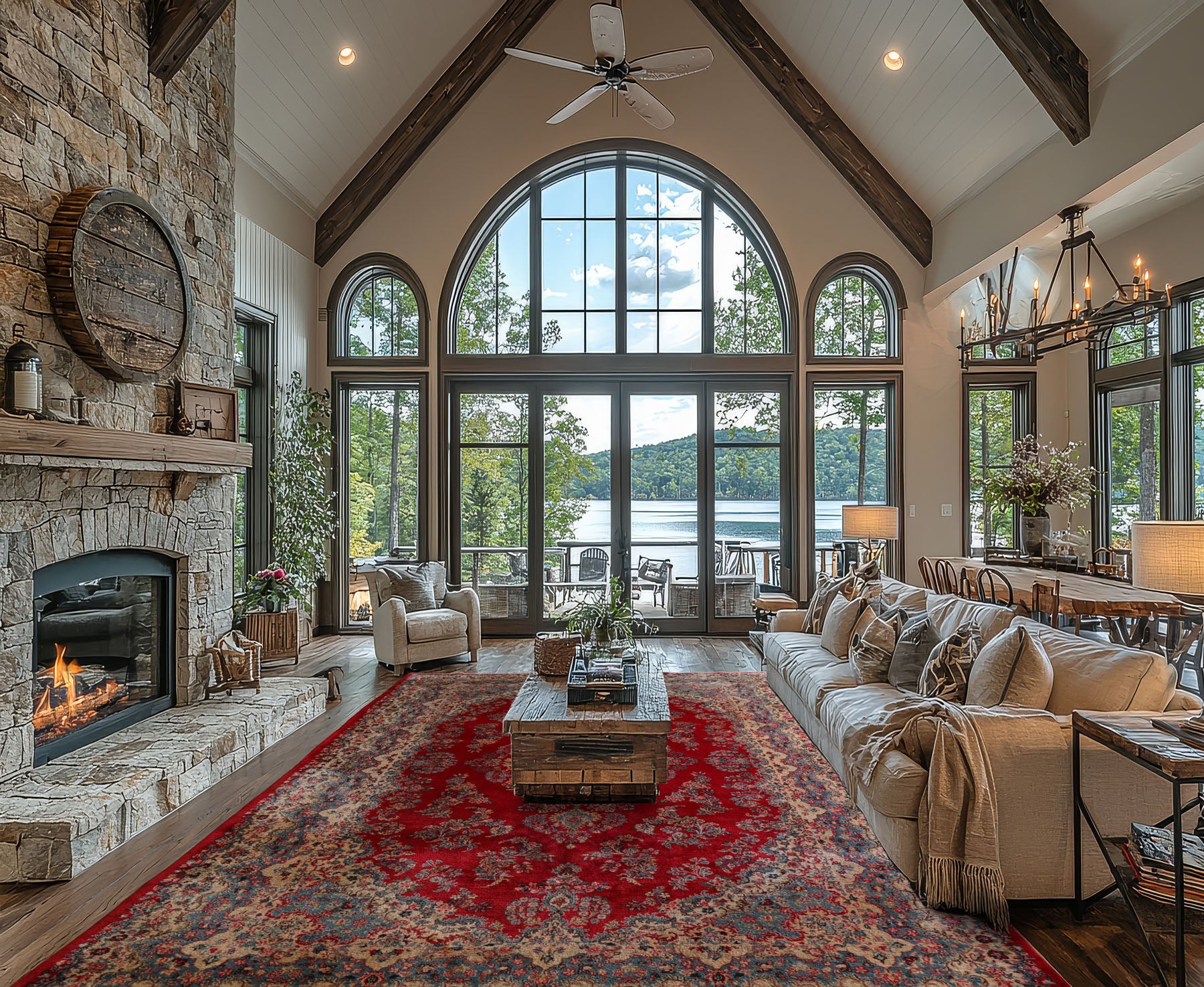 12x18 Red, Aqua, Ivory Color Hand Knotted Kerman Wool Traditional Oriental Rug