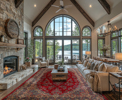 12x18 Red, Aqua, Ivory Color Hand Knotted Kerman Wool Traditional Oriental Rug