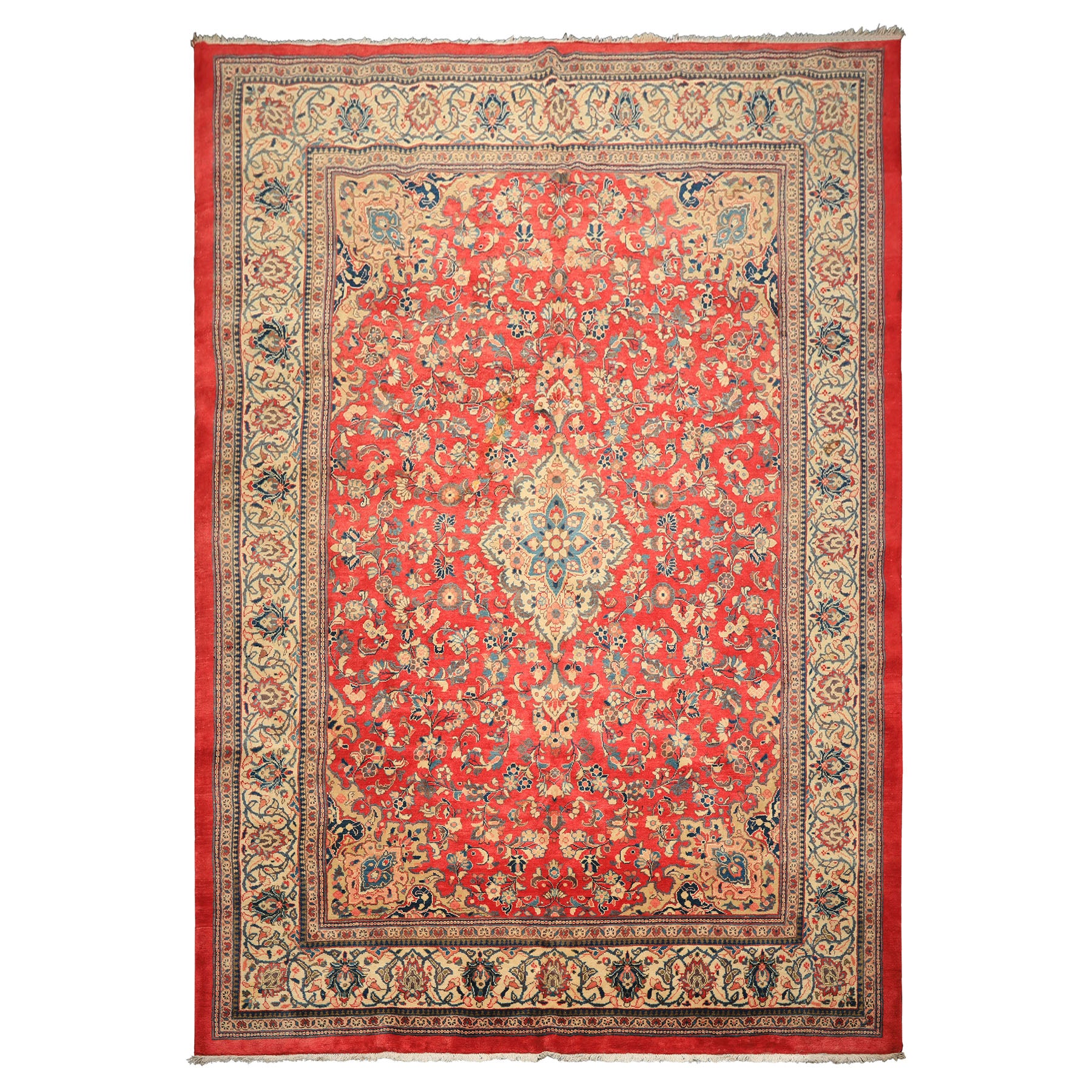 9x13 Rose, Ivory, Blush Color Hand Knotted Mahal Wool Traditional Oriental Rug