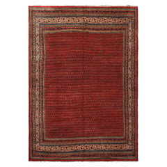 7x11 Tomato Red, Beige, Aqua Color Hand Knotted Persian Boteh Wool Traditional Oriental Rug