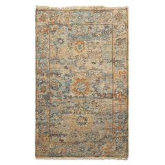 3x5 Beige, Taupe, Gold Color Hand Knotted Distress Quality Oushak Wool Transitional Oriental Rug