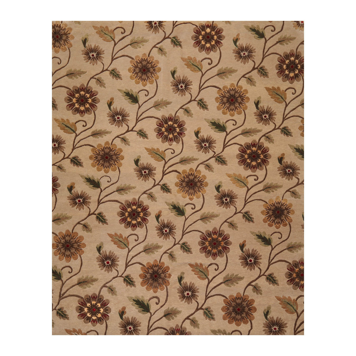 8x10 Tan, Brown, Red Color Hand Knotted All-Over 100% Wool Transitional Oriental Rug