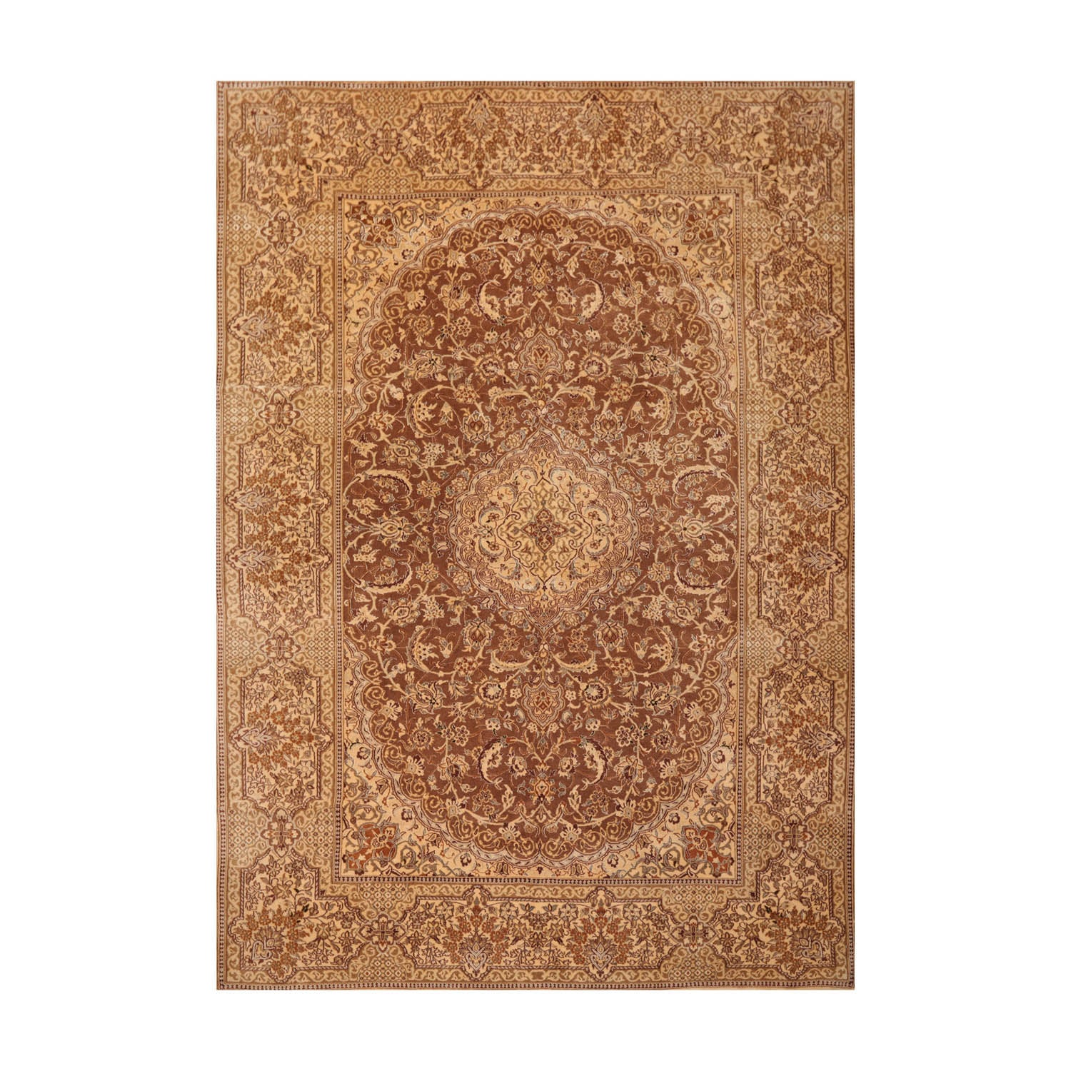 9x12 Brown, Tan, Gray Color Hand Knotted All-Over 100% Wool Traditional Oriental Rug
