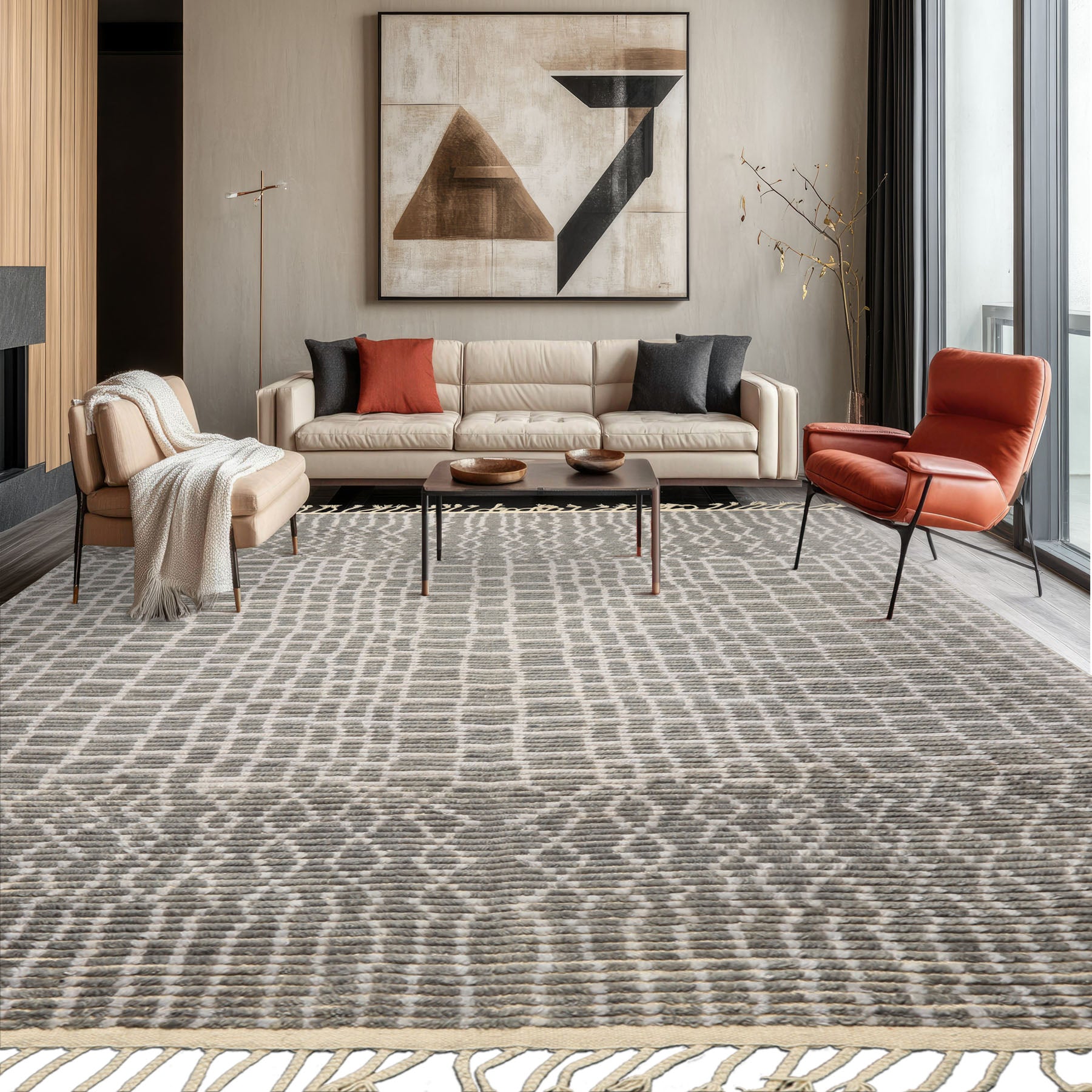 8x10 Tone on Tone Blue, , Color Hand Knotted Morrocan Wool Modern & Contemporary Oriental Rug