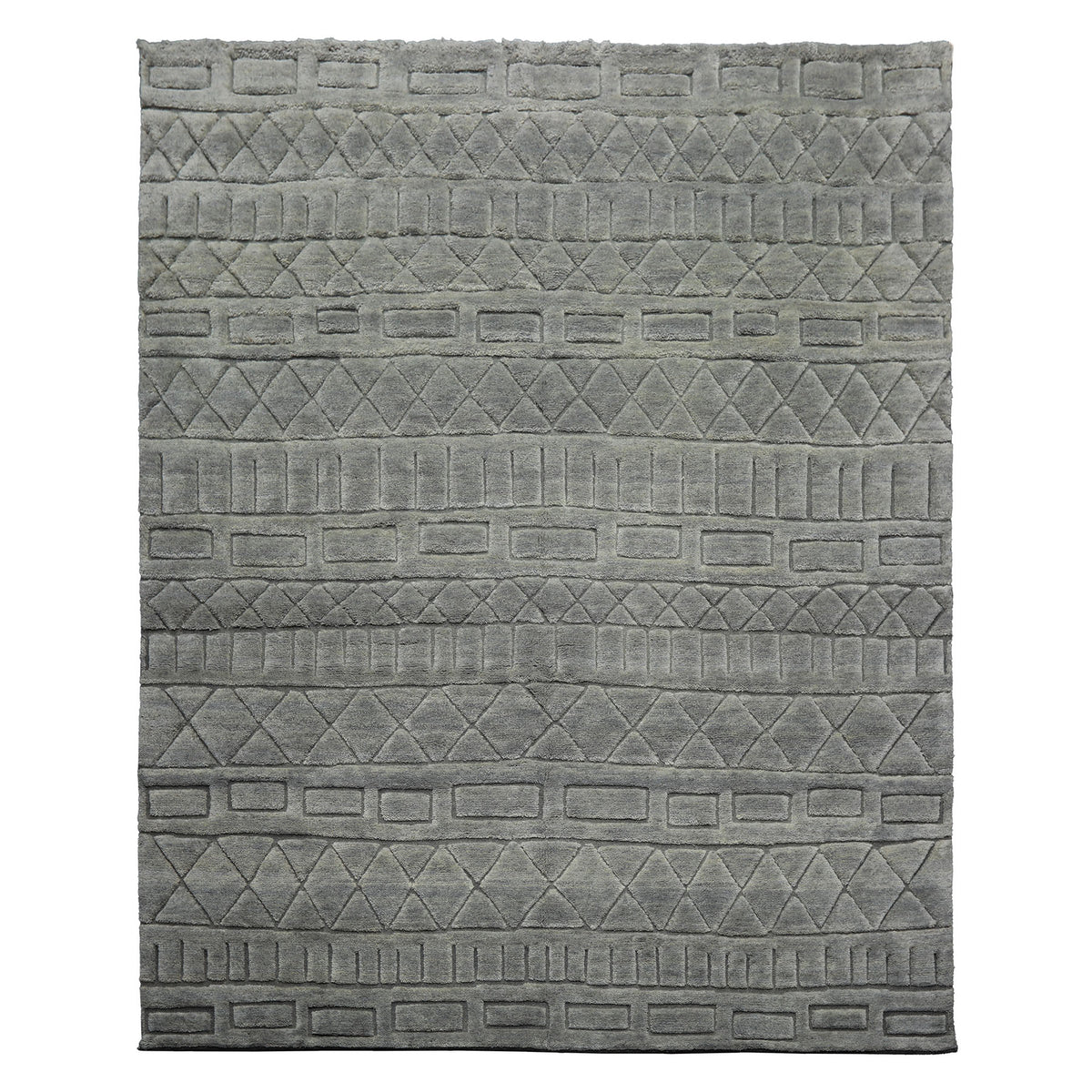 8x10 Tone on Tone Gray, , Color Hand Knotted Tibetan Wool Modern & Contemporary Oriental Rug