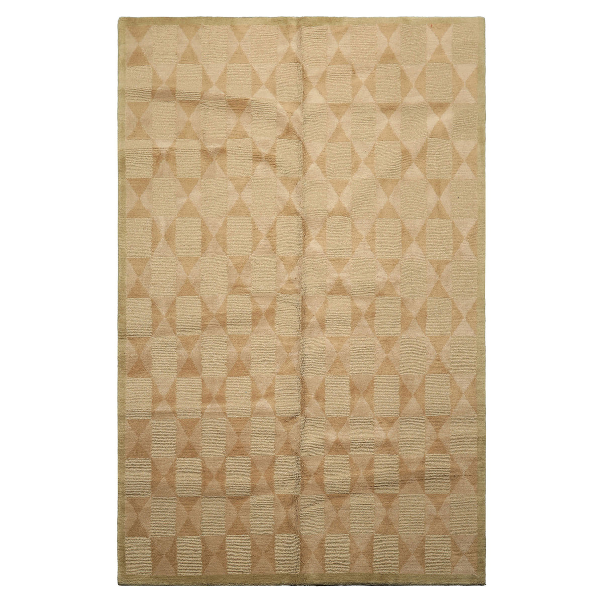 6x9 Moss, Beige, Tan Color Hand Knotted Tibetan Wool Modern & Contemporary Oriental Rug
