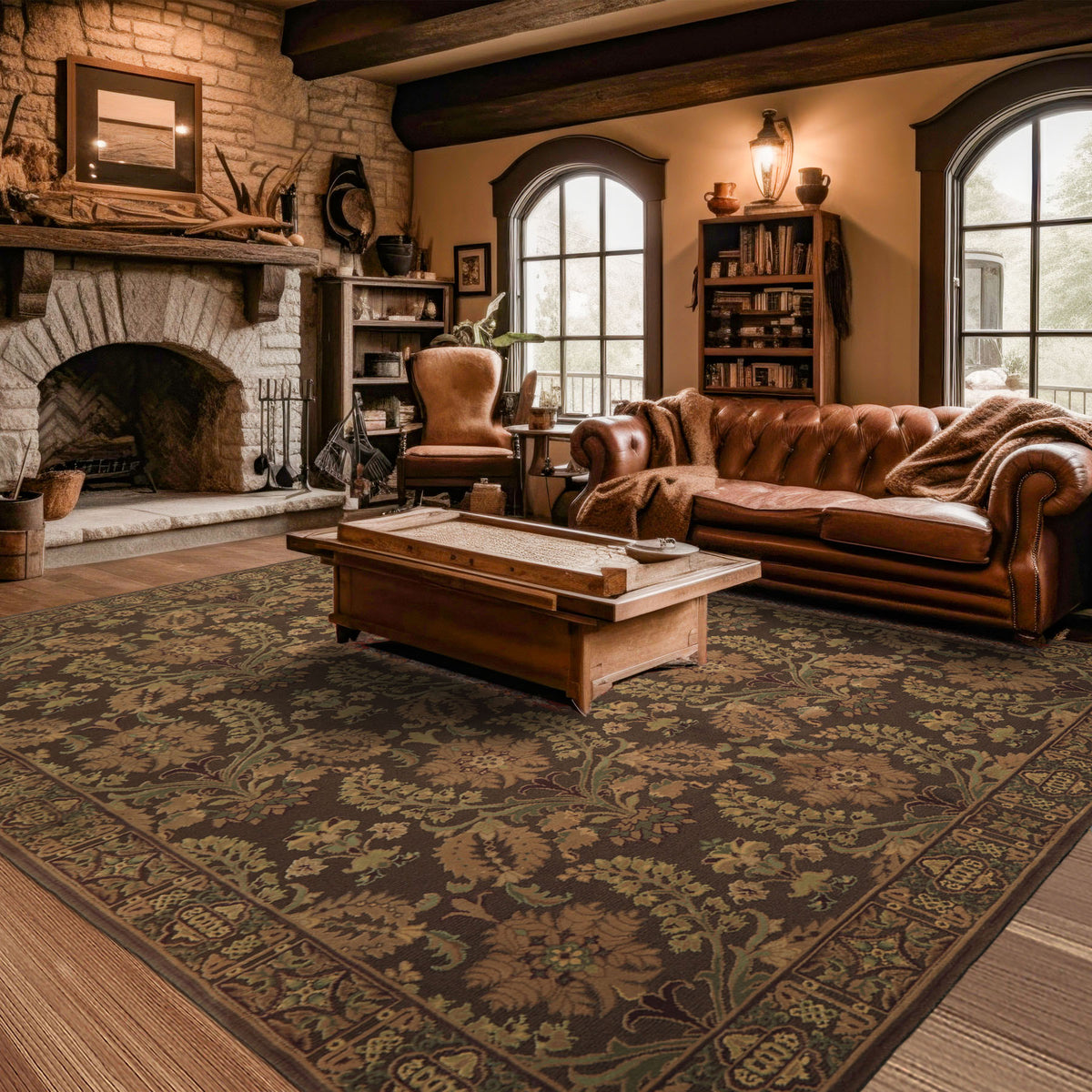 9x12 Brown, Tan, Sage Color Hand Knotted French Aubusson Savonnerie Wool Traditional Oriental Rug