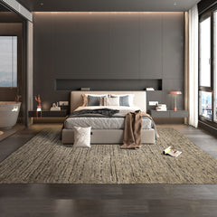 10x14 Ivory, Mocha, Color Hand Knotted Moroccan Wool Modern & Contemporary Oriental Rug