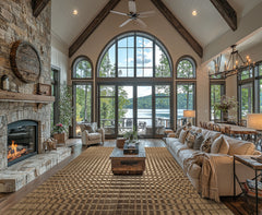 7x8 Ivory, Moss, Brown Color Hand Knotted Tibetan Wool Modern & Contemporary Oriental Rug