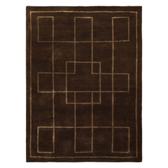 5x7 Brown, Gold, Color Hand Knotted Tibetan Wool & Silk Art Deco Oriental Rug