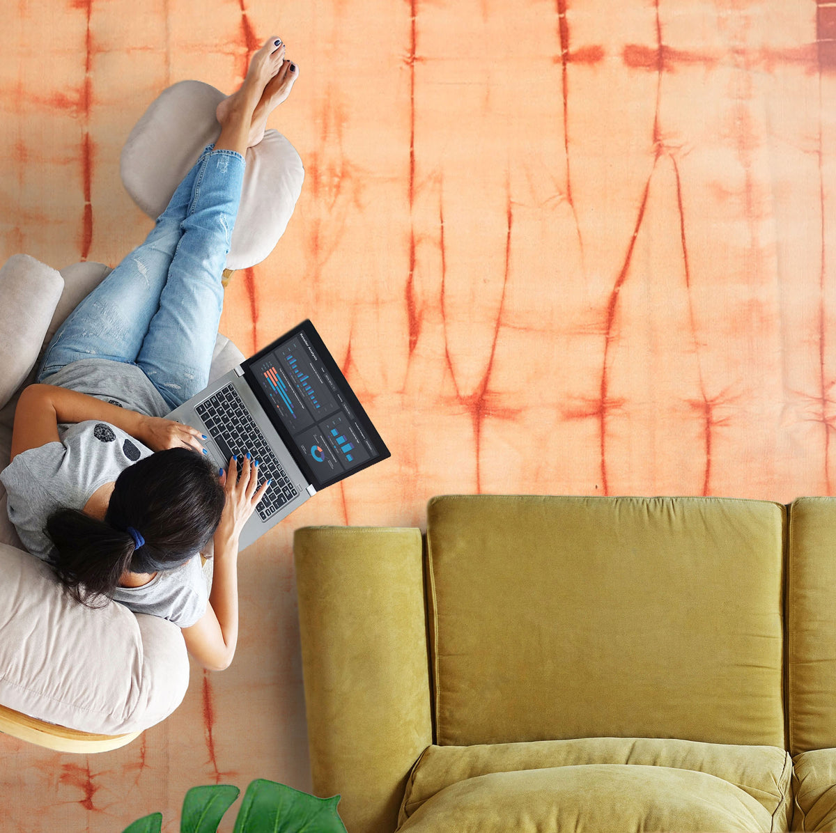 8x14 Ivory, Peach, Orange Color Hand Woven Kilim Wool Modern & Contemporary Oriental Rug