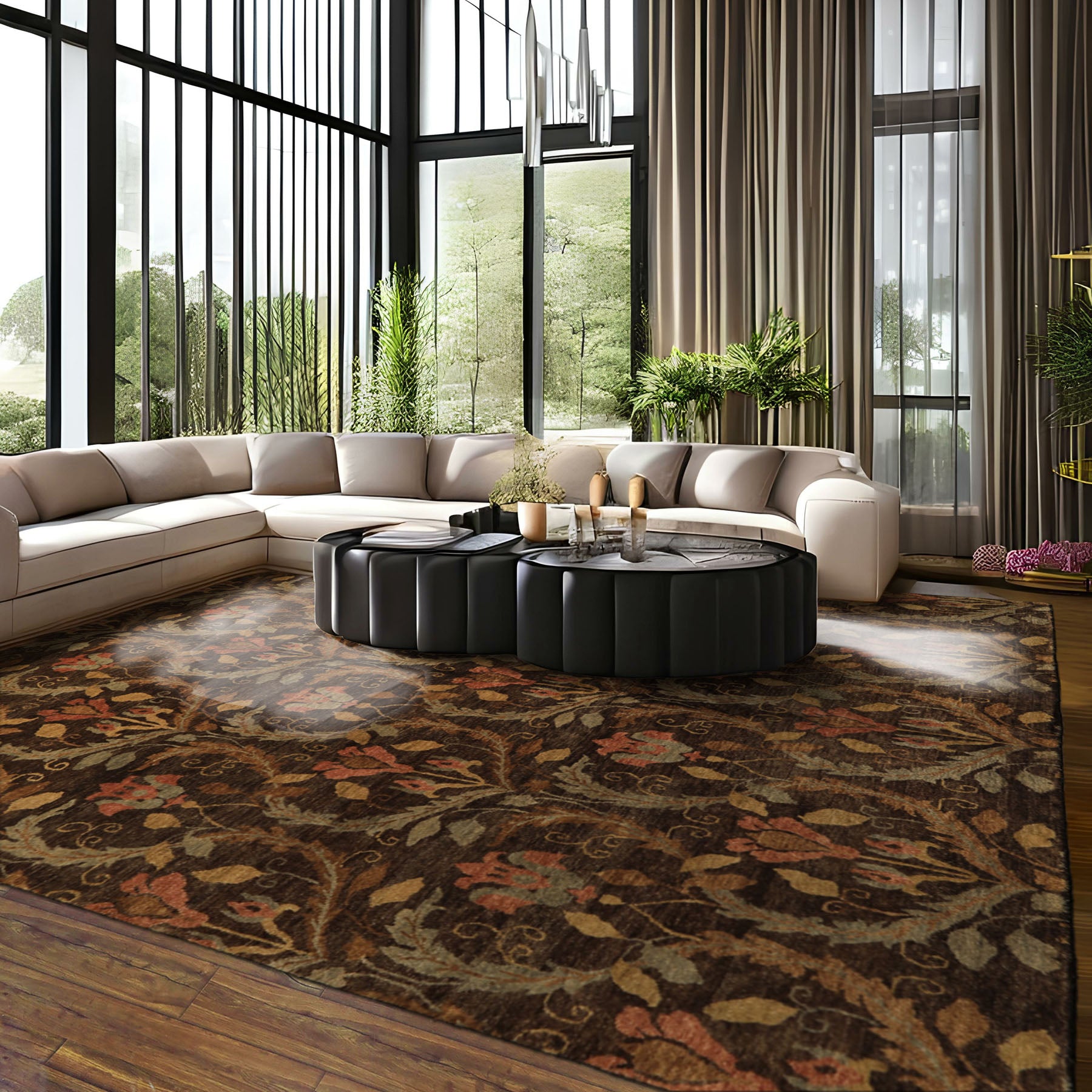 8x10 Brown, Gold, Blush Color Hand Knotted Oushak Wool Traditional Oriental Rug