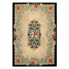 10x14 Beige, Green, Gold Color Hand Hooked Garden wool Traditional Oriental Rug